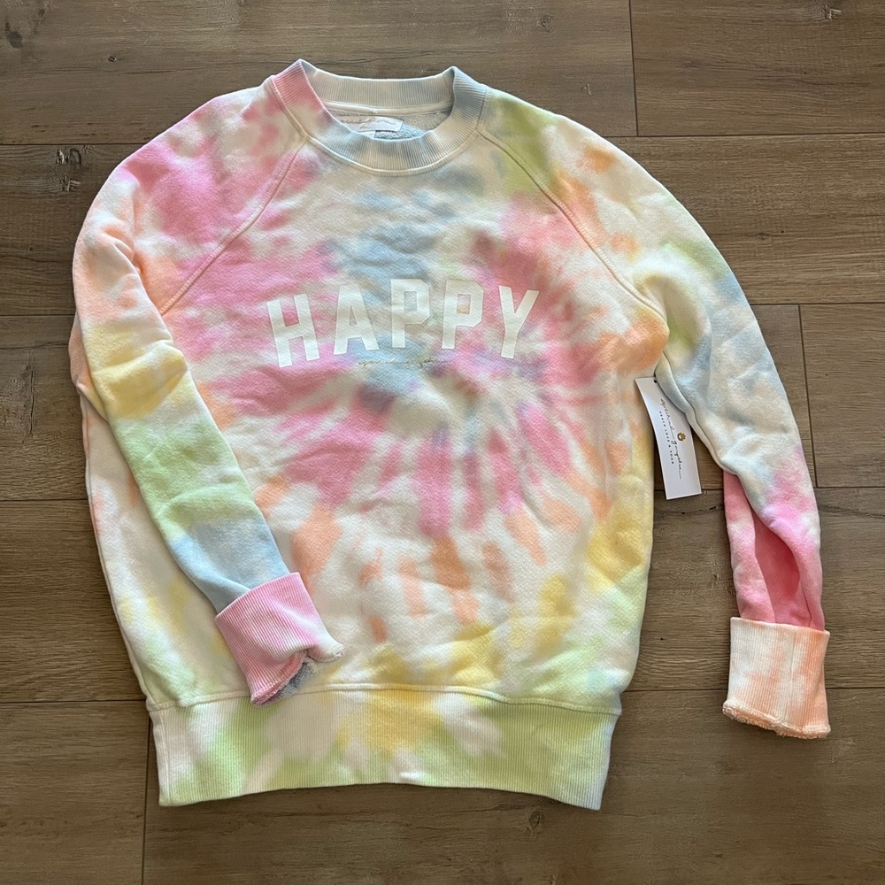 NWT Spiritual Gangster Tie-Dye 'Happy' Sweatshirt